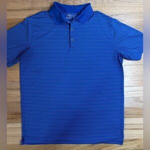 Nike Golf Men's Polo Shirt L Tour Performance Dri-Fit Blue White Striped